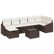 Градински диван комплект 8 части кафяв полиратан 55x62x69 см с възглавници