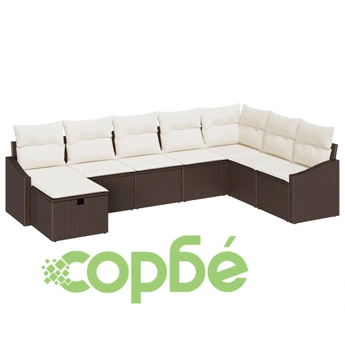 Градински комплект мебели 8 части полиратан кафяв 55x62x69 см с възглавници ➤ топ цена ➤ sorbe.bg