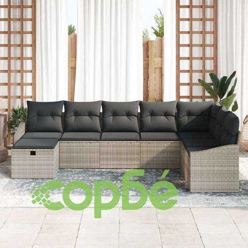 Градински комплект мебели 8 части полиратан светлосив 55x62x69 см ➤ топ цена ➤ sorbe.bg