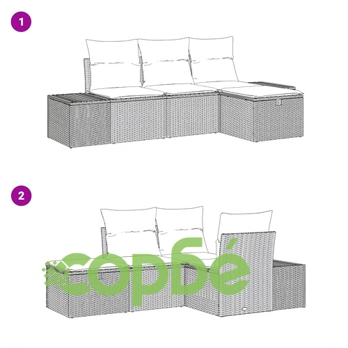 Градински комплект мебели 4 части бежов полиратан 55x62x69 см с възглавници ➤ топ цена ➤ sorbe.bg