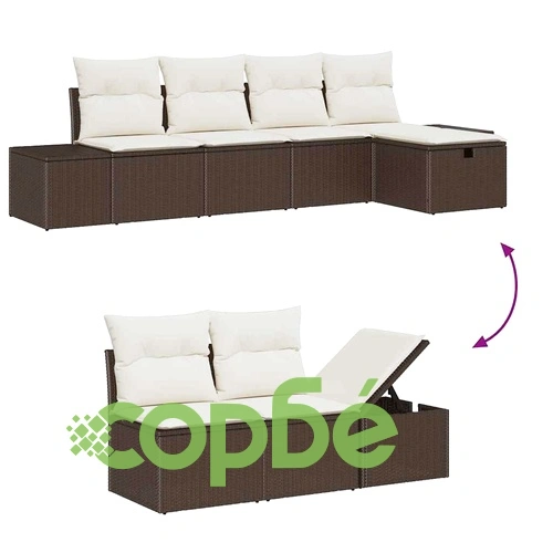 Градински комплект мебели 6 части кафяв полиратан 55x62x69 см с възглавници ➤ топ цена ➤ sorbe.bg