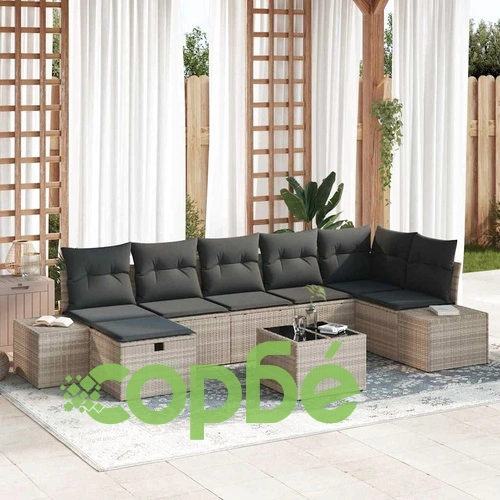 Градински комплект мебели 8 части полиратан светлосив 55x62x69 см ➤ топ цена ➤ sorbe.bg