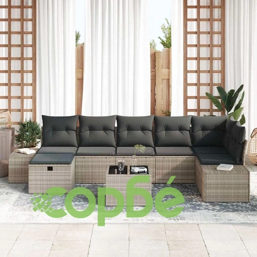 Градински комплект мебели 8 части полиратан светлосив 55x62x69 см ➤ топ цена ➤ sorbe.bg