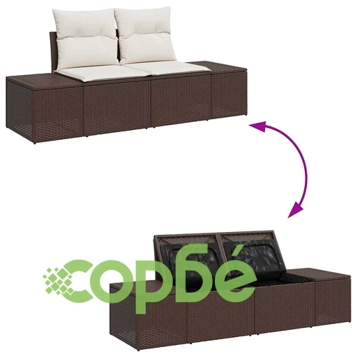 Градински комплект мебели 8 части кафяв полиратан 55х62х69 см с възглавници ➤ топ цена ➤ sorbe.bg