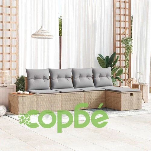 Градински комплект мебели 5 части полиратан бежов 55x62x69 см ➤ топ цена ➤ sorbe.bg