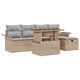 Градински комплект софа 6 части с възглавници от полиратан бежов