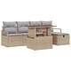 Градински комплект софа 6 части с възглавници бежов полиратан 55x55x37 см