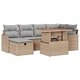 Градински комплект мебели 7 части с възглавници бежов полиратан