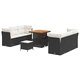 Градински комплект мебели 9 части полиратан и акация черен 80x80x71 см