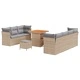 Градински комплект мебели 10 части от полиратан бежов с акациева маса