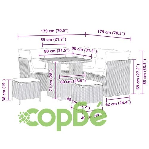 Градински комплект мебели 8 части с възглавници бежов полиратан акация ➤ топ цена ➤ sorbe.bg