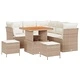 Градински комплект мебели 8 части с възглавници бежов полиратан акация