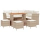Градински комплект от полиратан 9 части с възглавници бежов акация