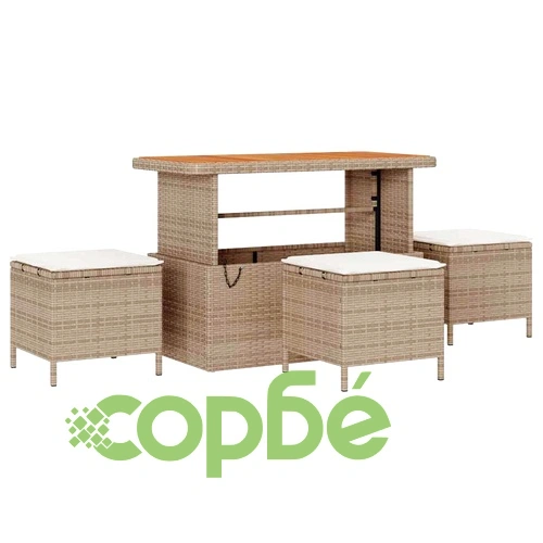 Градински диванен комплект 13 части с възглавници бежов полиратан акация ➤ топ цена ➤ sorbe.bg