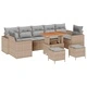 Градински комплект мебели 10 части полиратан бежов с възглавници