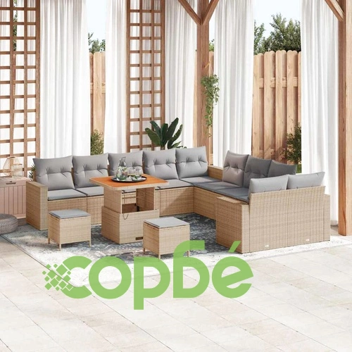 Градински комплект мебели 13 части полиратан акация бежов 80x80x71 см ➤ топ цена ➤ sorbe.bg