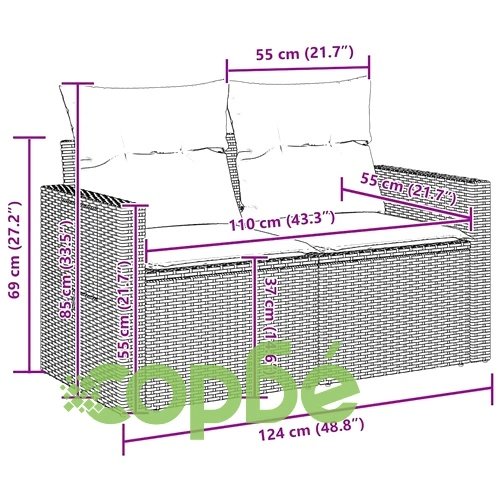 Градински комплект мебели 8 части с възглавници бежов полиратан акация ➤ топ цена ➤ sorbe.bg