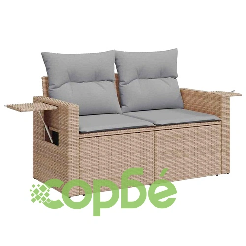 Градински комплект мебели 8 части с възглавници бежов полиратан акация ➤ топ цена ➤ sorbe.bg