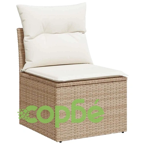 Градински комплект мебели 9 части с възглавници бежов полиратан акация ➤ топ цена ➤ sorbe.bg