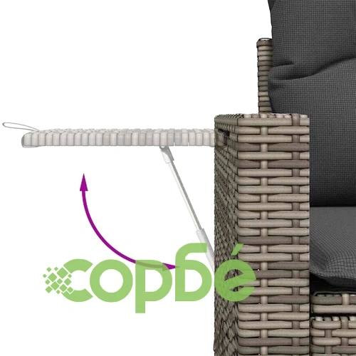 Градински комплект мебели 9 части полиратан сив с възглавници 110x55x71 см ➤ топ цена ➤ sorbe.bg