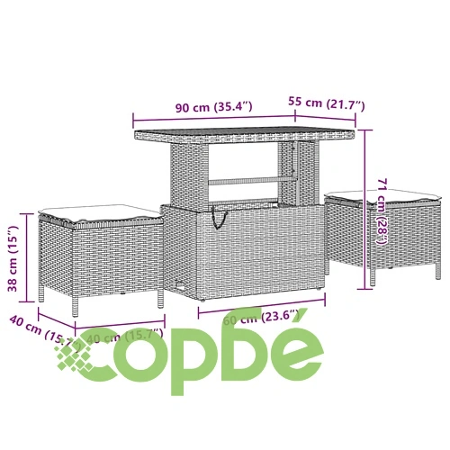 Градински комплект мебели 9 части полиратан бежов с възглавници акация ➤ топ цена ➤ sorbe.bg