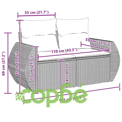 Градински комплект мебели 10 части полиратан сив с акациева маса 90x55x71 см ➤ топ цена ➤ sorbe.bg