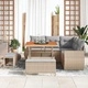 Градински комплект мебели 8 части с възглавници бежов полиратан акация