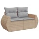 Градински комплект мебели 10 части от полиратан и акация - бежов
