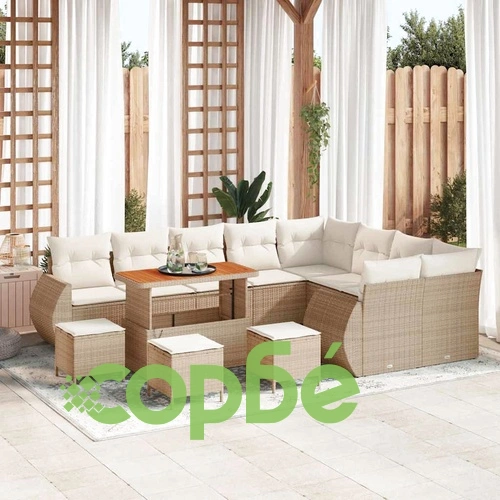Градински комплект мебели 13 части полиратан бежов с възглавници ➤ топ цена ➤ sorbe.bg