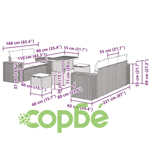 Градински комплект мебели 8 части полиратан бежов с възглавници ➤ топ цена ➤ sorbe.bg