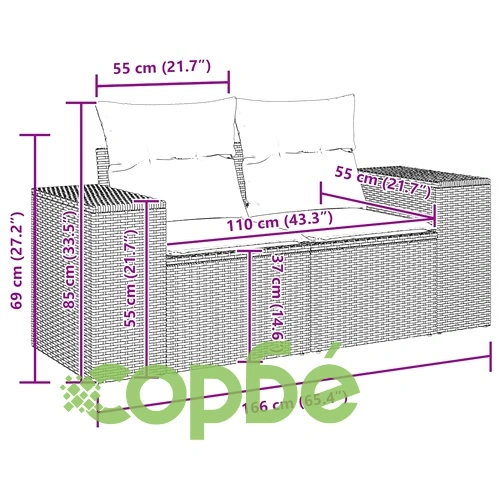 Градински комплект мебели 10 части полиратан сив с възглавници акация 90x55x71 см ➤ топ цена ➤ sorbe.bg