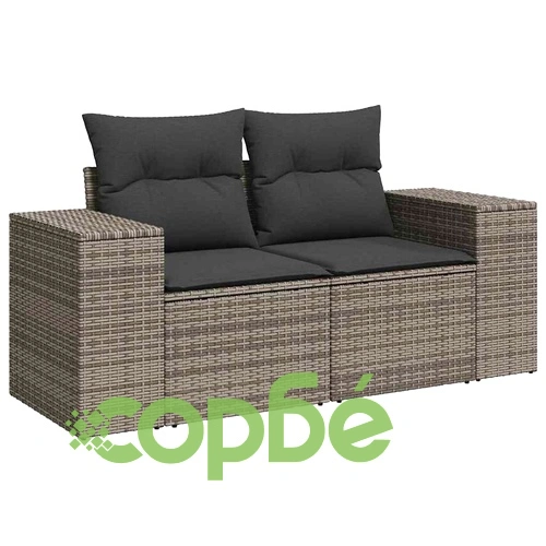 Градински комплект мебели 10 части полиратан сив с възглавници акация 90x55x71 см ➤ топ цена ➤ sorbe.bg