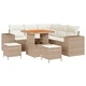 Градински комплект мебели 8 части полиратан бежов с възглавници акация