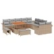 Градински комплект мебели 13 части полиратан акация бежов 100x100 см