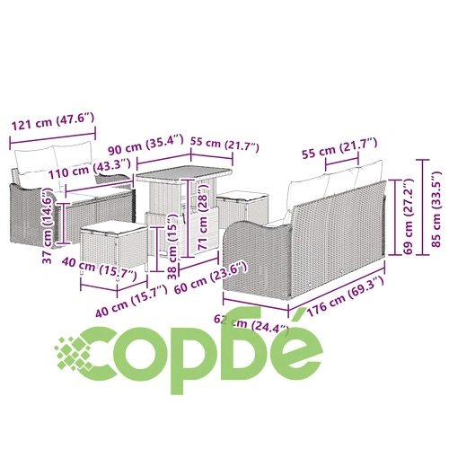 Градински диван комплект 8 части с възглавници бежов полиратан акация ➤ топ цена ➤ sorbe.bg