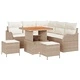 Градински комплект от полиратан 8 части с възглавници бежов акация