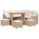 Градински комплект от полиратан 9 части с възглавници бежов акация