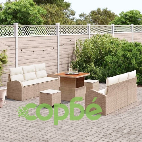 Градински комплект мебели полиратан 9 части с възглавници бежов ➤ топ цена ➤ sorbe.bg