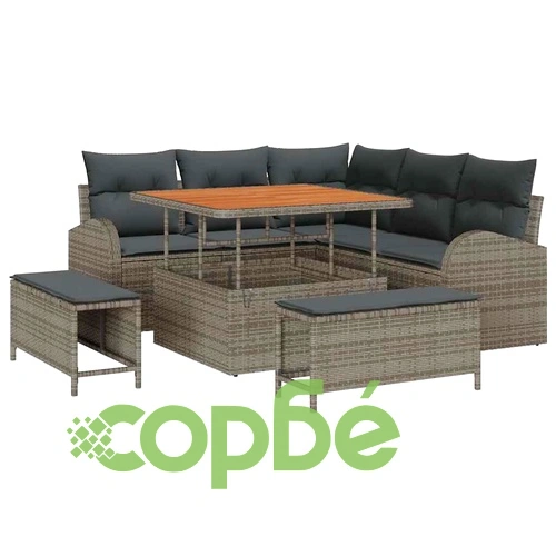 8-местен градински комплект мебели с възглавници сив полиратан 100x100x71 см ➤ топ цена ➤ sorbe.bg