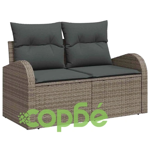 8-местен градински комплект мебели с възглавници сив полиратан 100x100x71 см ➤ топ цена ➤ sorbe.bg