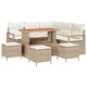 Градински ъглов диван комплект 9 части с възглавници бежов полиратан акация