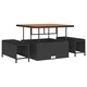 8-частен градински диван комплект с възглавници черен полиратан акация
