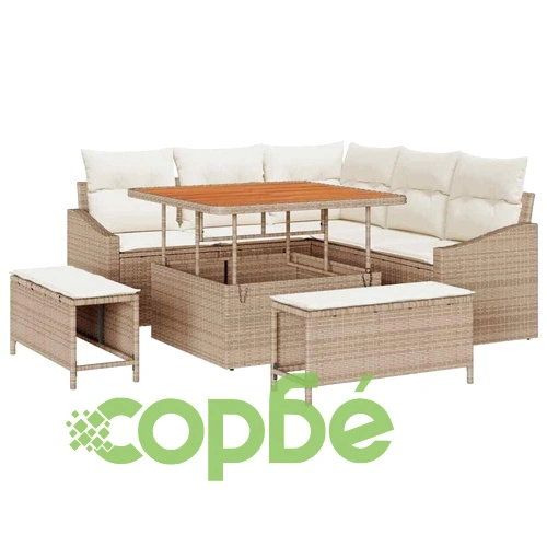 Градински комплект диван с възглавници 8 части бежов полиратан 100x100 см ➤ топ цена ➤ sorbe.bg