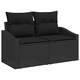 Градински комплект мебели 9 части с възглавници черен полиратан акация