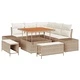 Градински комплект мебели 8 части с възглавници бежов полиратан акация