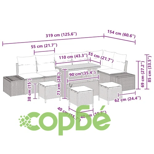 Градински комплект мебели 10 части с възглавници бежов полиратан ➤ топ цена ➤ sorbe.bg