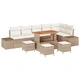 Градински комплект мебели 10 части с възглавници бежов полиратан