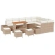 Градински комплект мебели 13 части с възглавници бежов полиратан акация