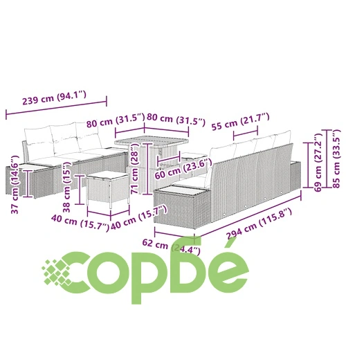 Градински комплект мебели от полиратан 10 части с възглавници - бежов ➤ топ цена ➤ sorbe.bg