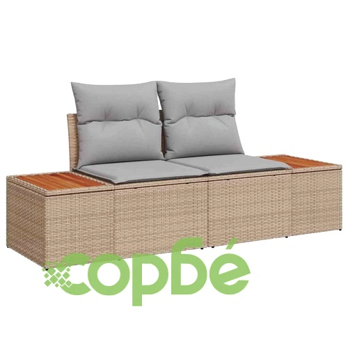 Градински комплект мебели 13 части с възглавници бежов полиратан ➤ топ цена ➤ sorbe.bg